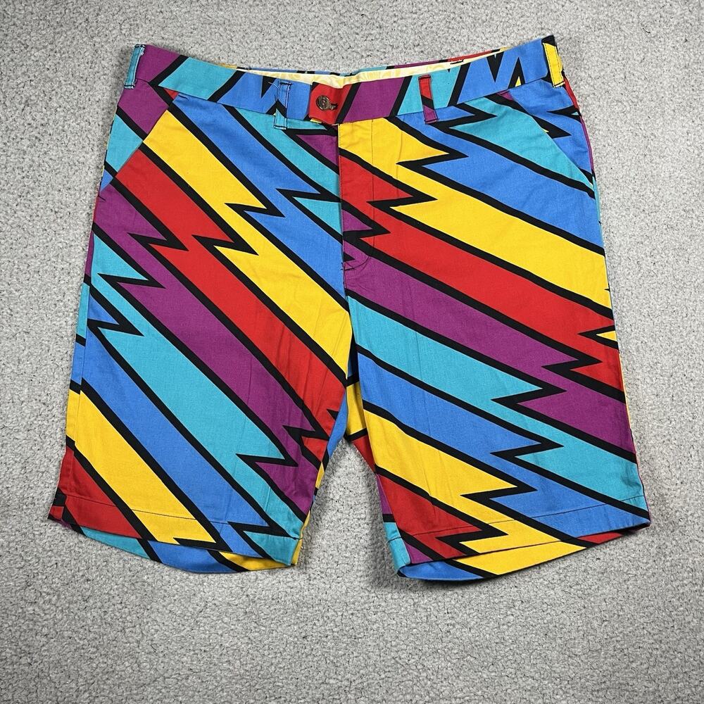 Loudmouth Shorts Mens 40 Lightning Bolt All Over Print Golf Chino Multicolor